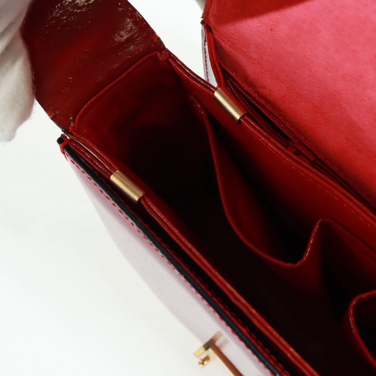 CELINE Circle Shoulder Bag Leather Red Gold Auth SW1866V