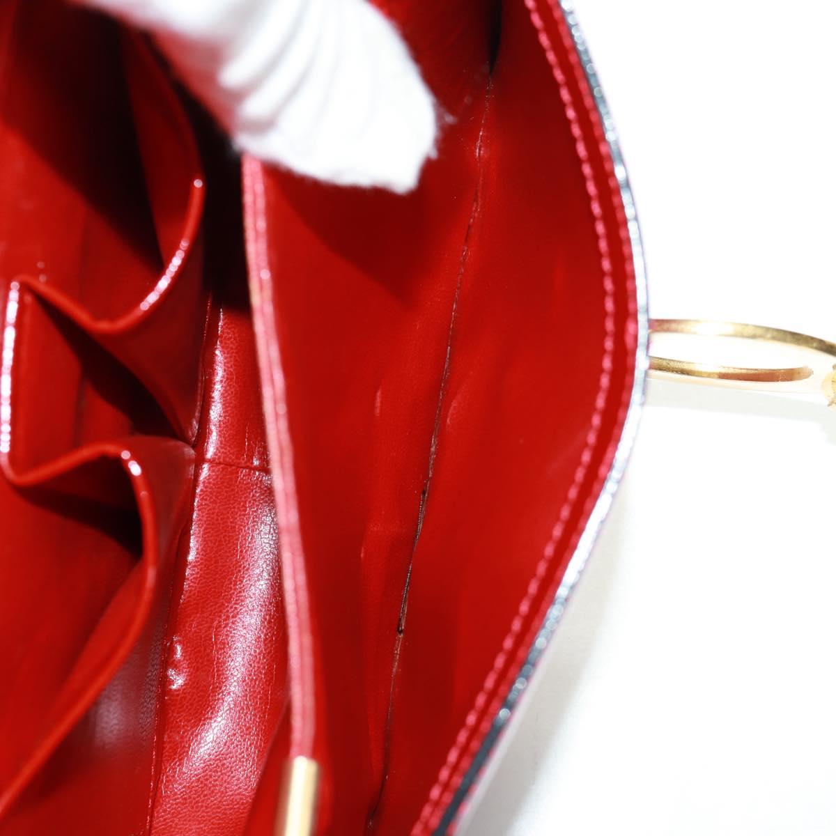 CELINE Circle Shoulder Bag Leather Red Gold Auth SW1866V