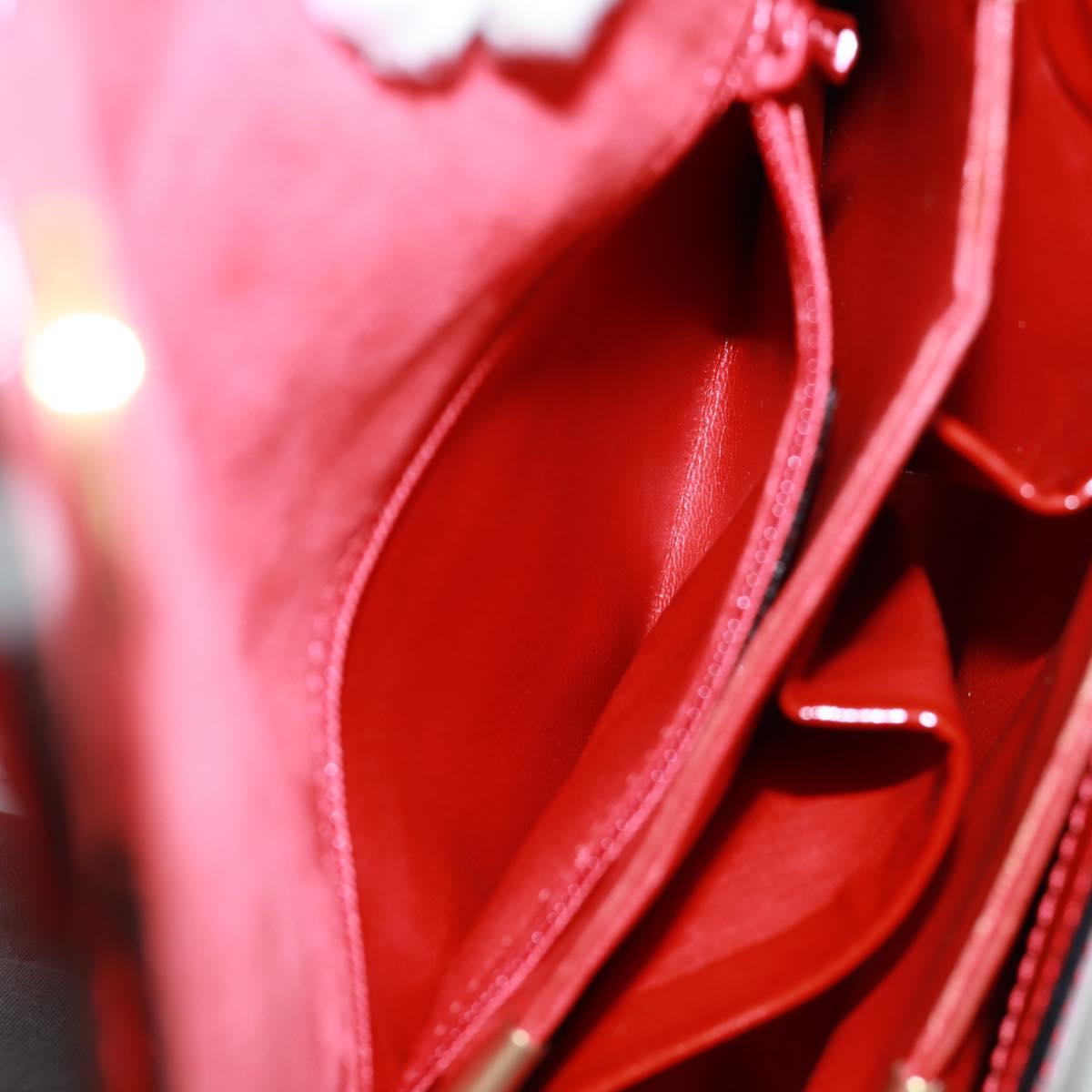 CELINE Circle Shoulder Bag Leather Red Gold Auth SW1866V
