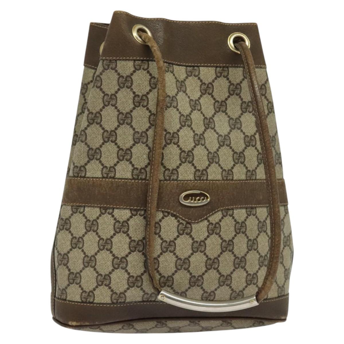 GUCCI GG Supreme Shoulder Bag PVC Beige Auth sw187
