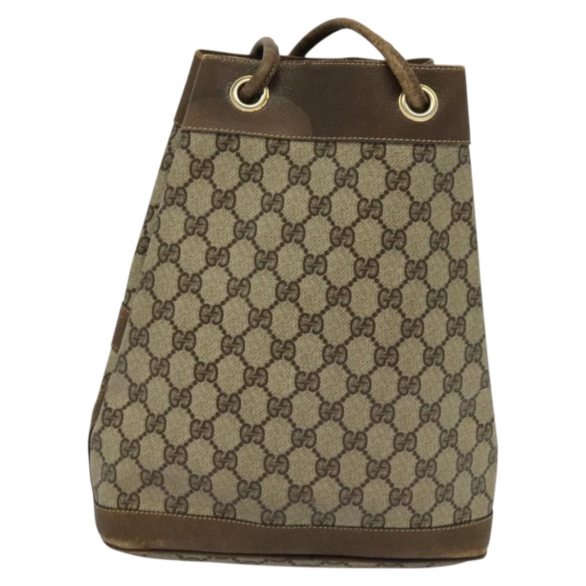 GUCCI GG Supreme Shoulder Bag PVC Beige Auth sw187