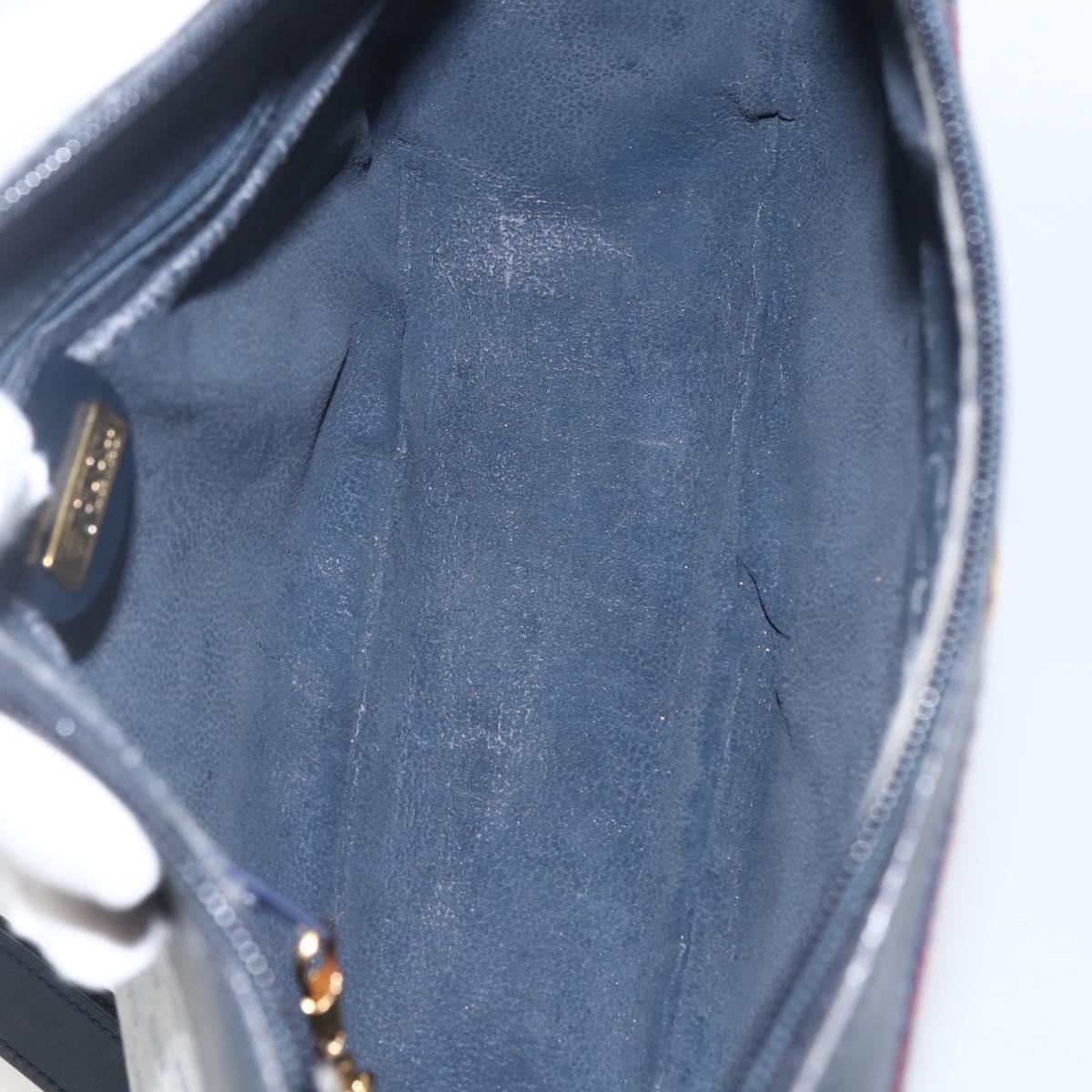 GUCCI Micro GG Supreme Sherry Line Bag PVC Navy Gold 001 58 0918 Auth SW1872