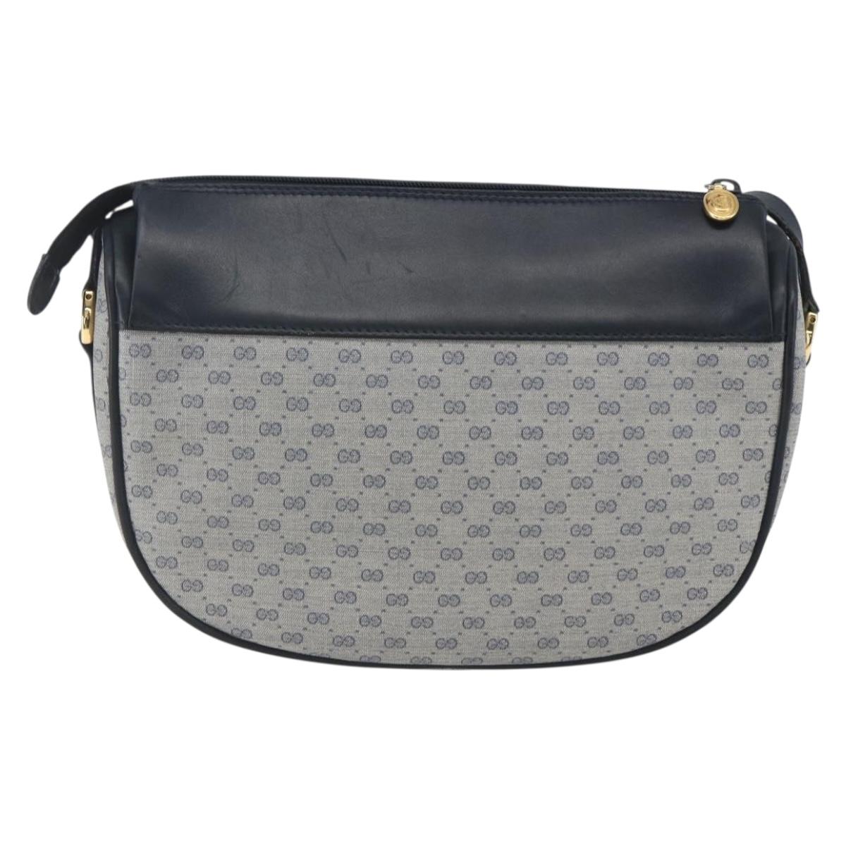 GUCCI Micro GG Supreme Sherry Line Bag PVC Navy Gold 001 58 0918 Auth SW1872