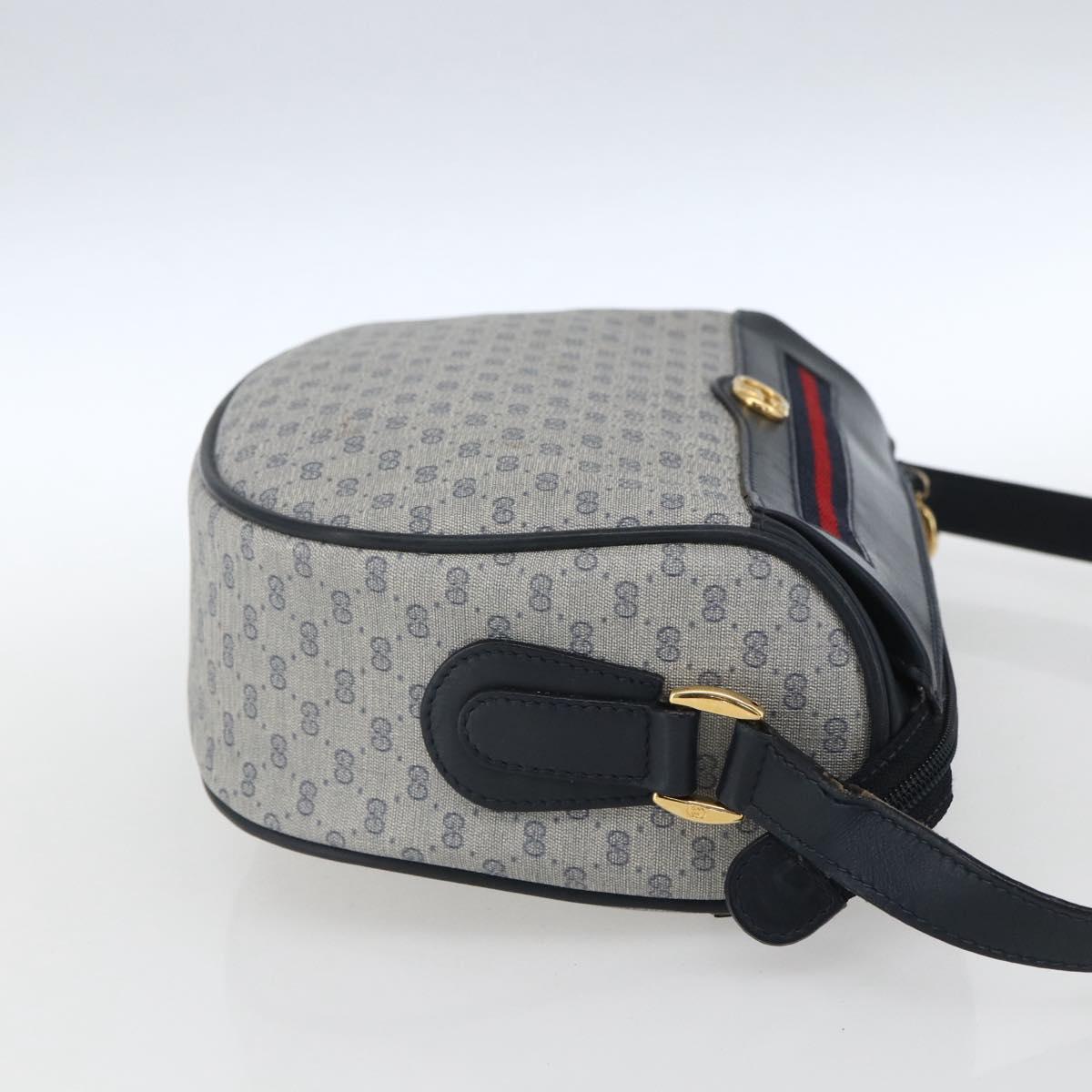 GUCCI Micro GG Supreme Sherry Line Bag PVC Navy Gold 001 58 0918 Auth SW1872