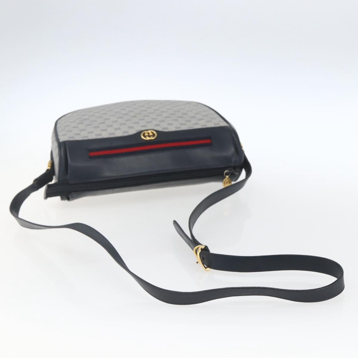 GUCCI Micro GG Supreme Sherry Line Bag PVC Navy Gold 001 58 0918 Auth SW1872