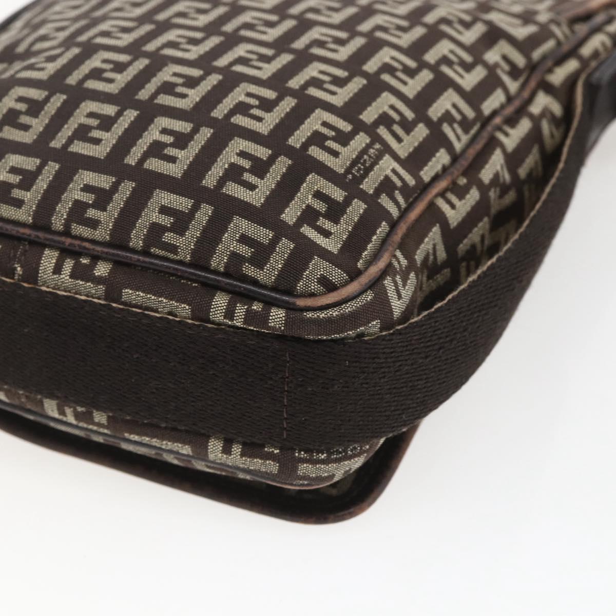 FENDI Zucchino Canvas Shoulder Bag Brown Auth SW1875