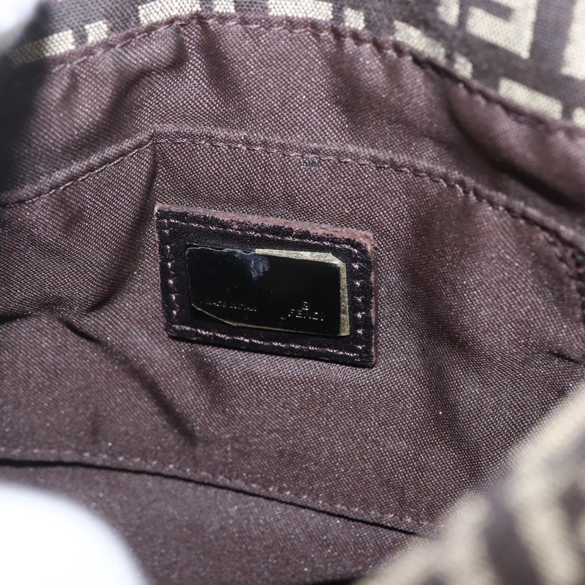 FENDI Zucchino Canvas Shoulder Bag Brown Auth SW1875