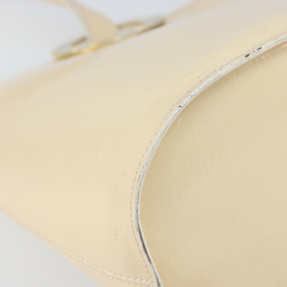 CELINE Shoulder Bag Leather Beige Gold Auth SW1877