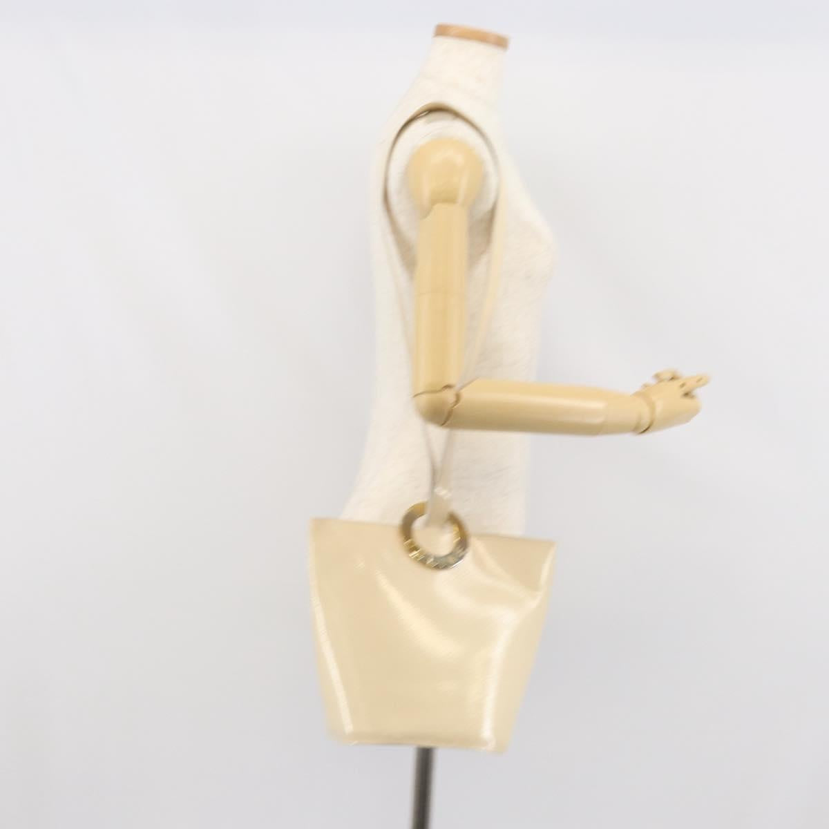CELINE Shoulder Bag Leather Beige Gold Auth SW1877