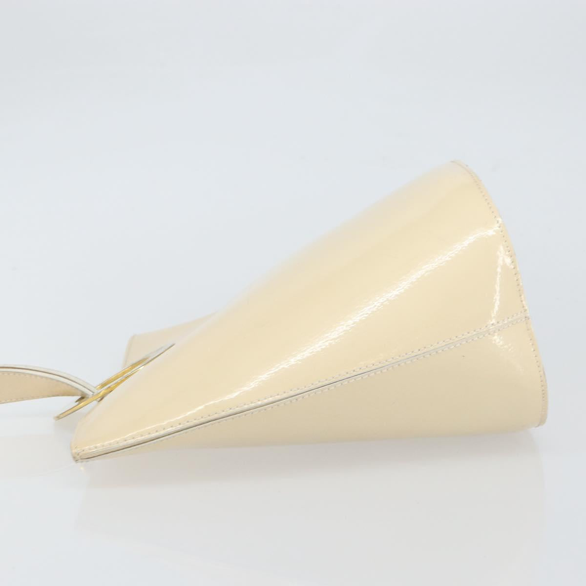 CELINE Shoulder Bag Leather Beige Gold Auth SW1877