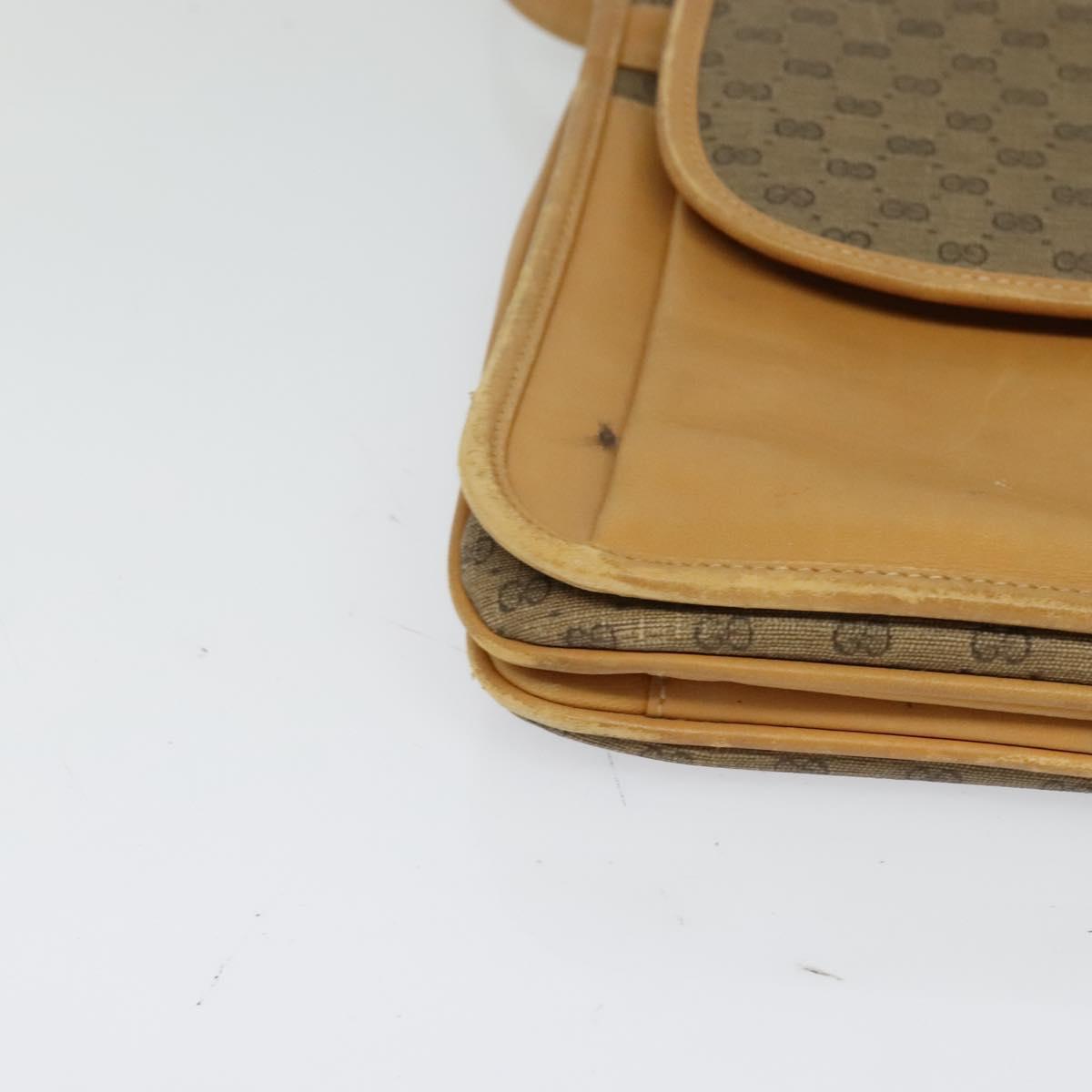 GUCCI Micro GG Supreme Shoulder Bag PVC Leather Brown Gold Auth sw188