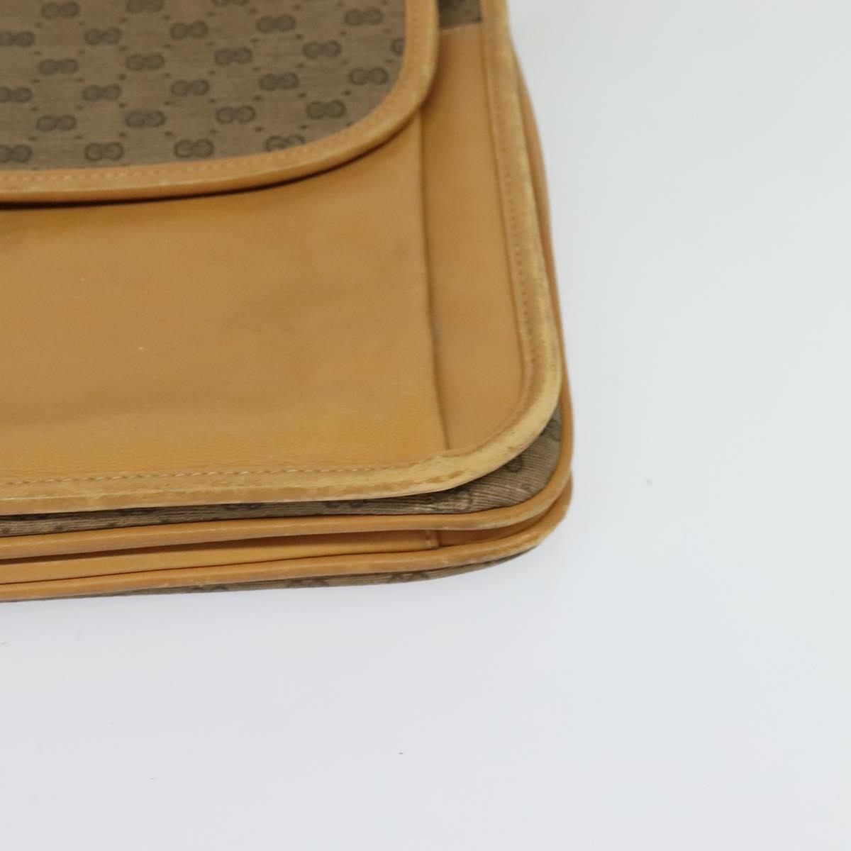 GUCCI Micro GG Supreme Shoulder Bag PVC Leather Brown Gold Auth sw188