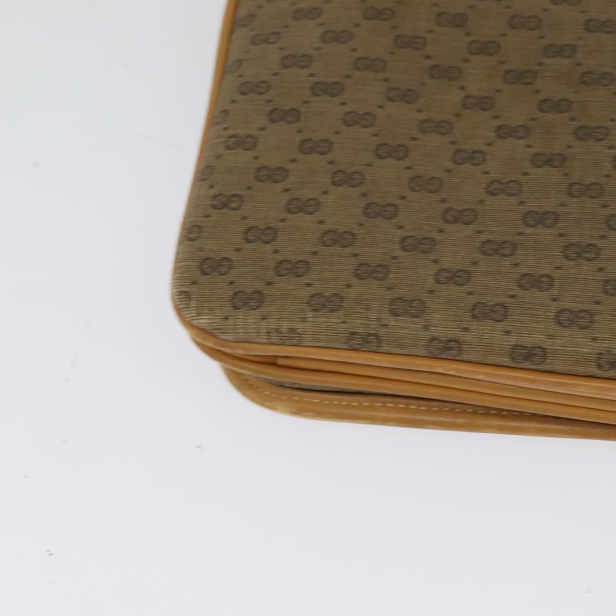 GUCCI Micro GG Supreme Shoulder Bag PVC Leather Brown Gold Auth sw188