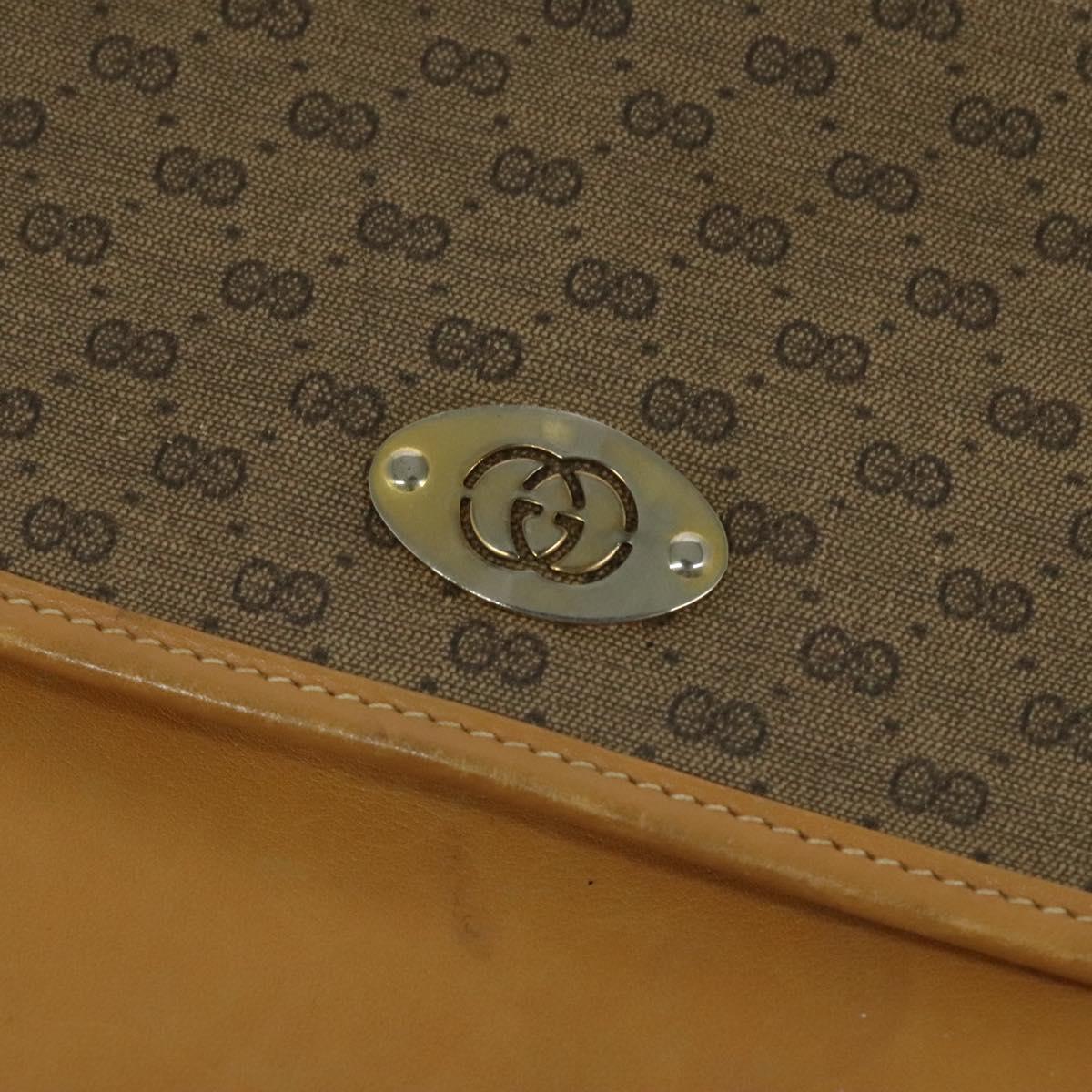 GUCCI Micro GG Supreme Shoulder Bag PVC Leather Brown Gold Auth sw188