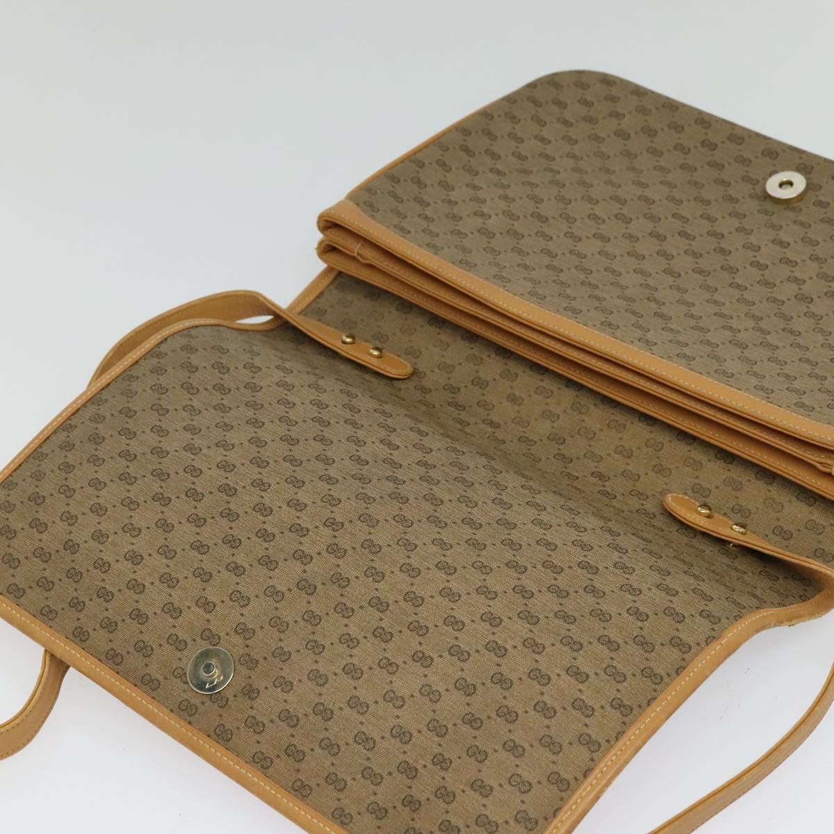 GUCCI Micro GG Supreme Shoulder Bag PVC Leather Brown Gold Auth sw188