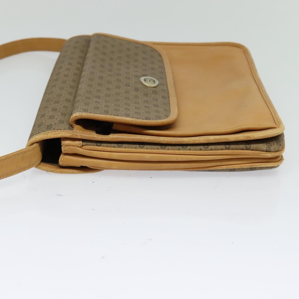 GUCCI Micro GG Supreme Shoulder Bag PVC Leather Brown Gold Auth sw188