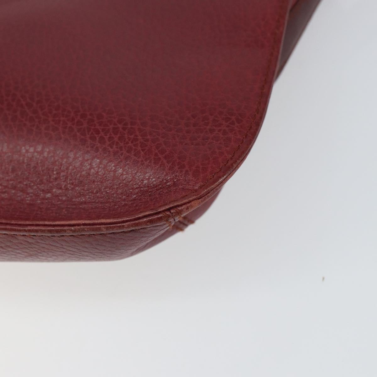 CARTIER Must Line Shoulder Bag Leather Bordeaux Gold Auth SW1881