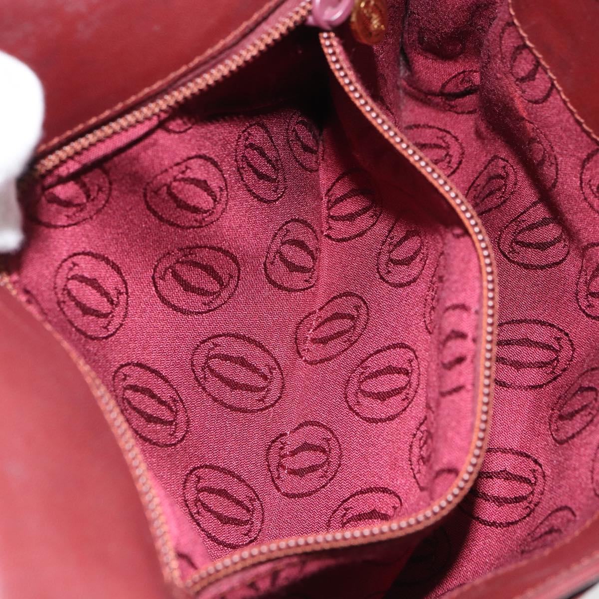 CARTIER Must Line Shoulder Bag Leather Bordeaux Gold Auth SW1881