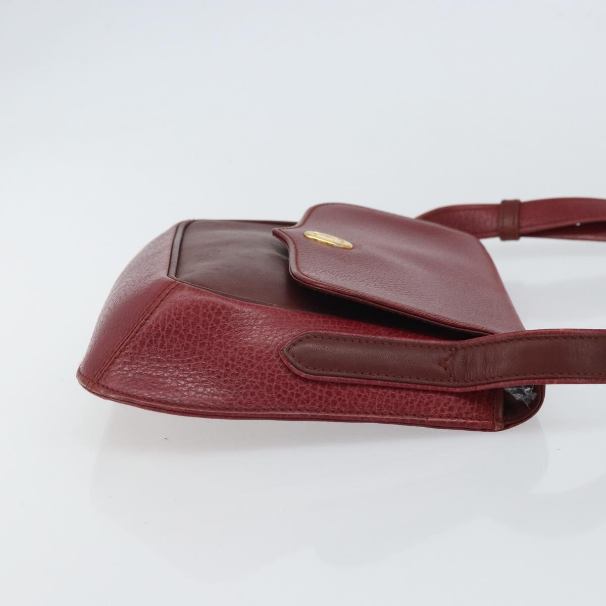 CARTIER Must Line Shoulder Bag Leather Bordeaux Gold Auth SW1881