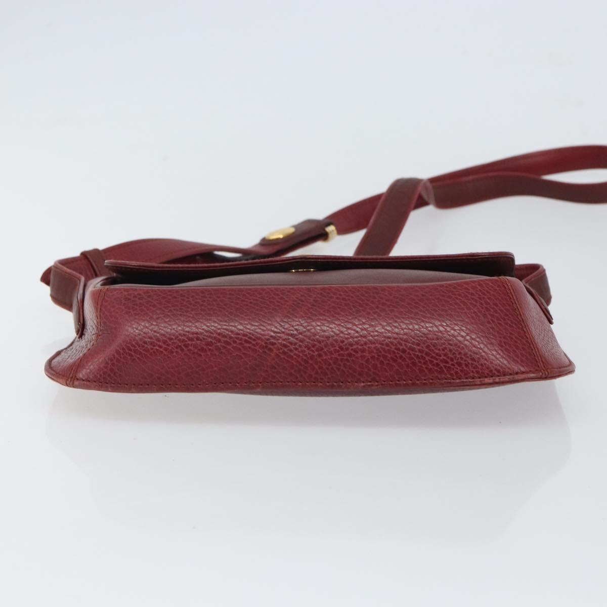 CARTIER Must Line Shoulder Bag Leather Bordeaux Gold Auth SW1881