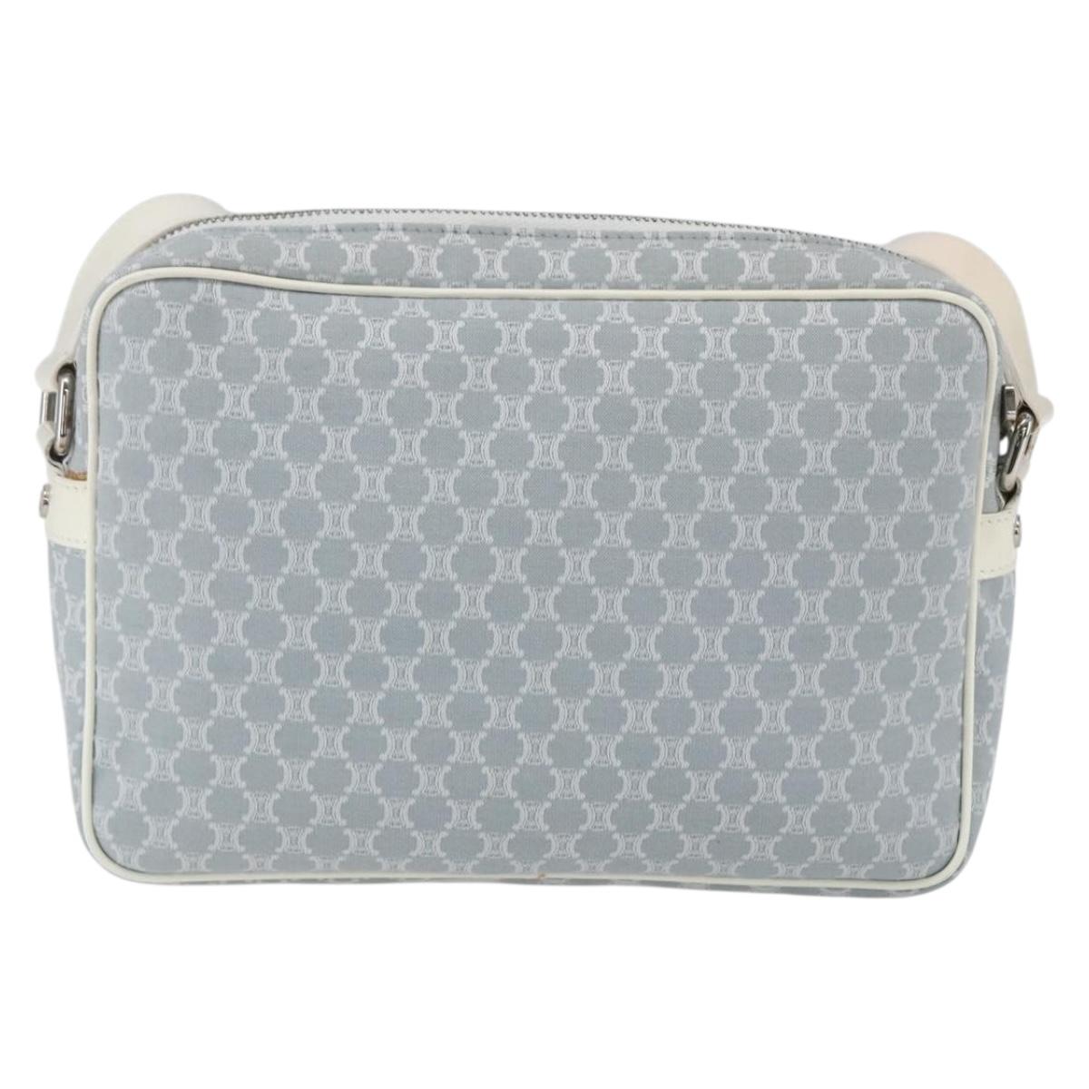 CELINE Macadam Canvas Shoulder Bag Blue Silver Auth SW1885V
