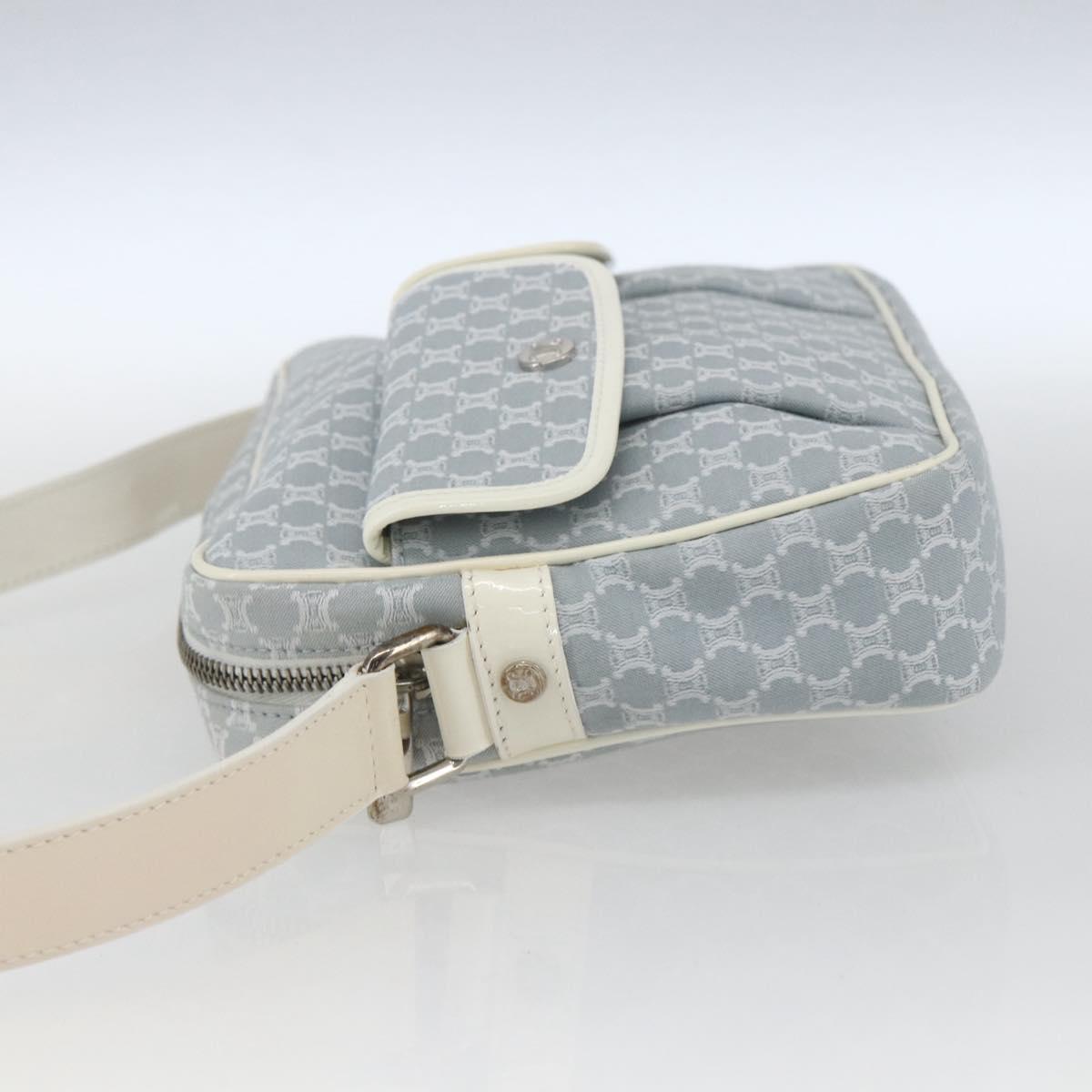 CELINE Macadam Canvas Shoulder Bag Blue Silver Auth SW1885V