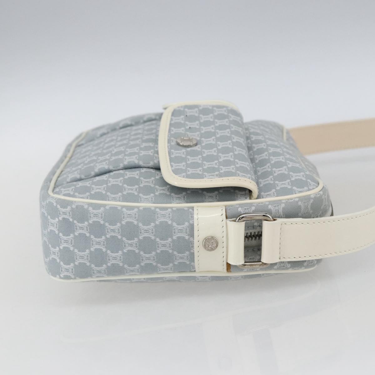CELINE Macadam Canvas Shoulder Bag Blue Silver Auth SW1885V