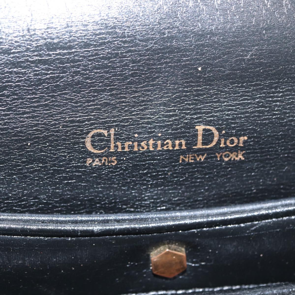 Christian Dior Trotter Canvas Shoulder Bag 2way Black Gold Auth SW1902