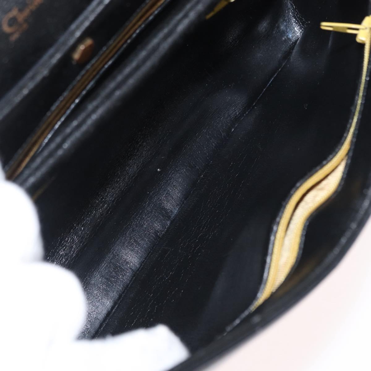 Christian Dior Trotter Canvas Shoulder Bag 2way Black Gold Auth SW1902