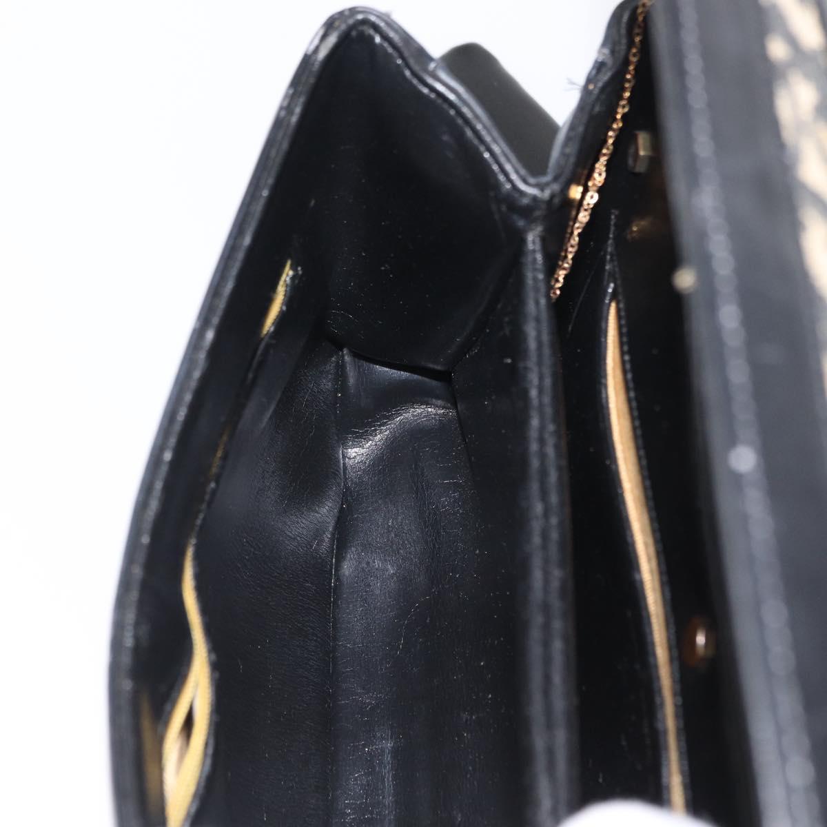 Christian Dior Trotter Canvas Shoulder Bag 2way Black Gold Auth SW1902