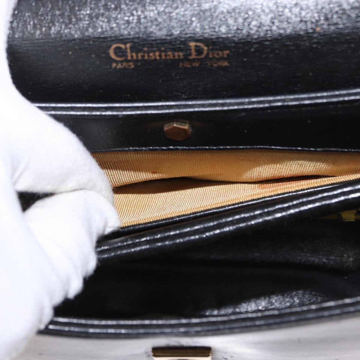 Christian Dior Trotter Canvas Shoulder Bag 2way Black Gold Auth SW1902