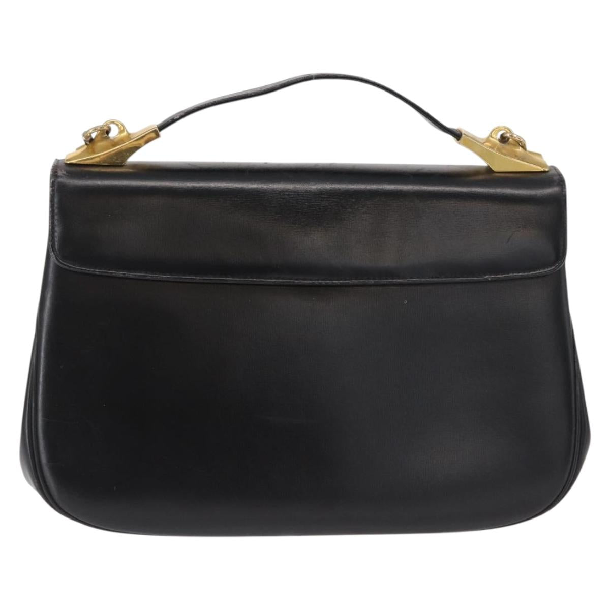Christian Dior Trotter Canvas Shoulder Bag 2way Black Gold Auth SW1902