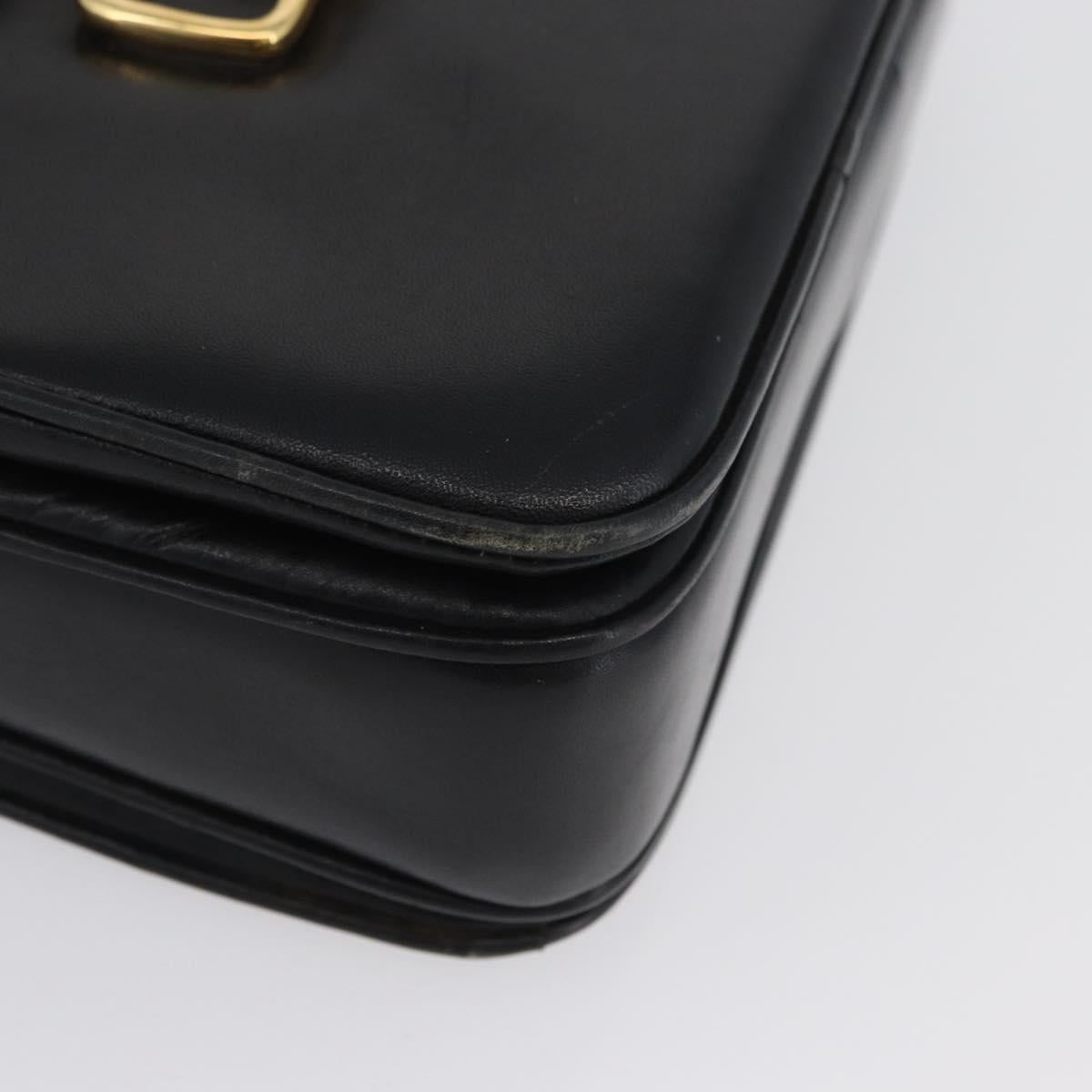 CELINE Horse Carriage Shoulder Bag Leather Black Gold Auth SW1908