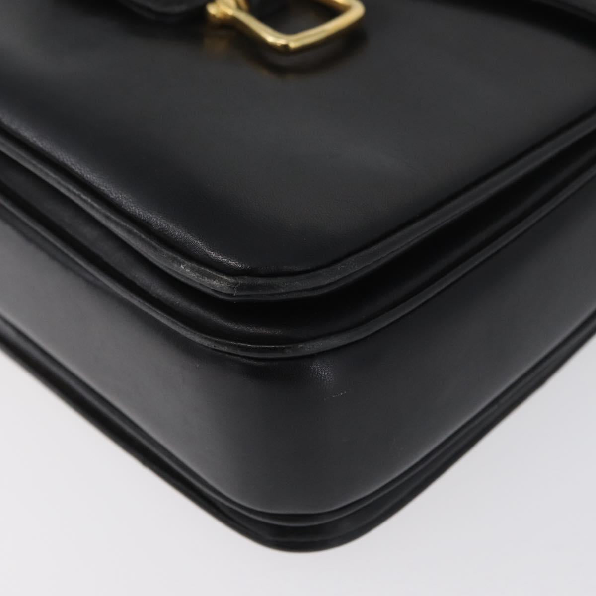 CELINE Horse Carriage Shoulder Bag Leather Black Gold Auth SW1908