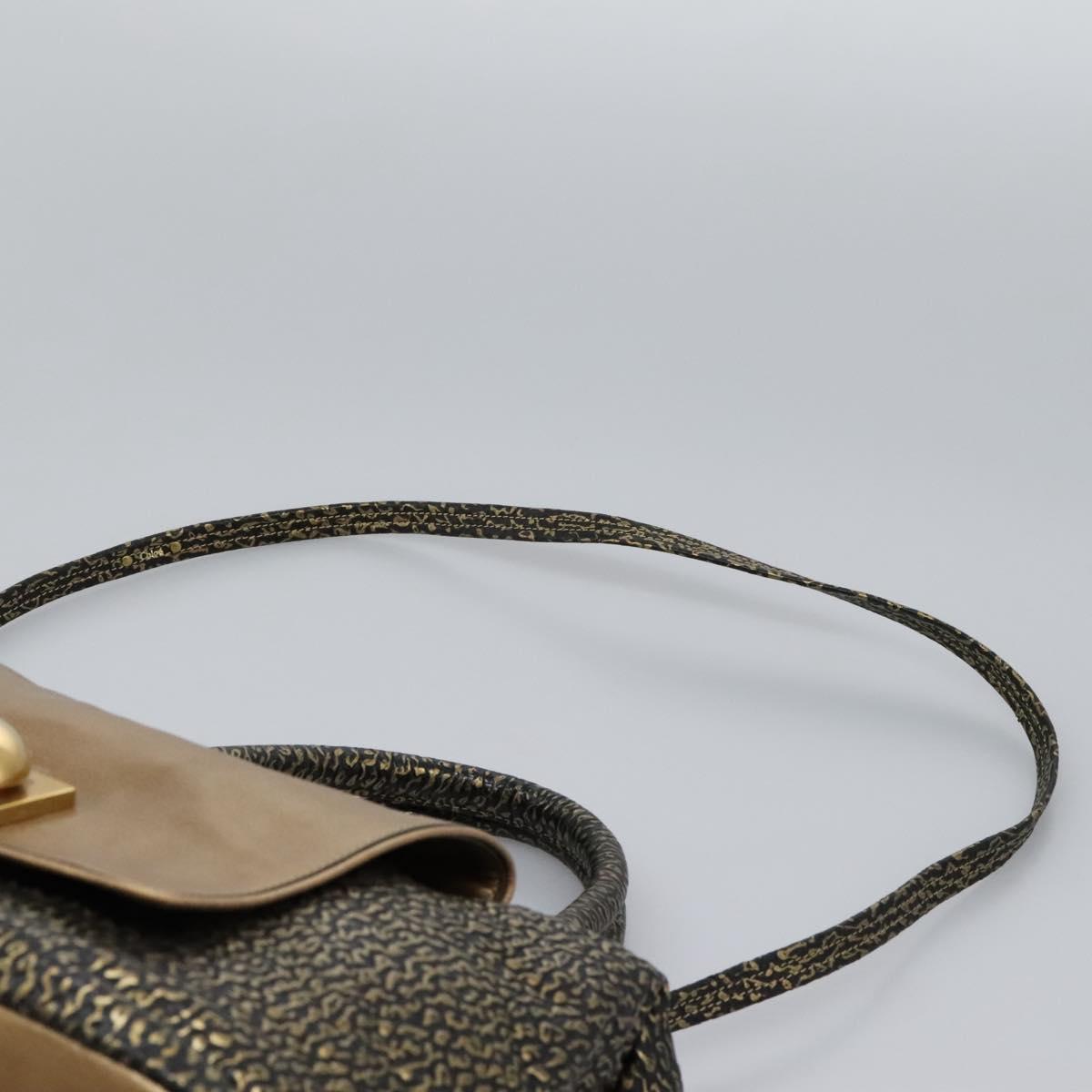 Chloe Hand Bag Leather 2way Gold Auth sw191