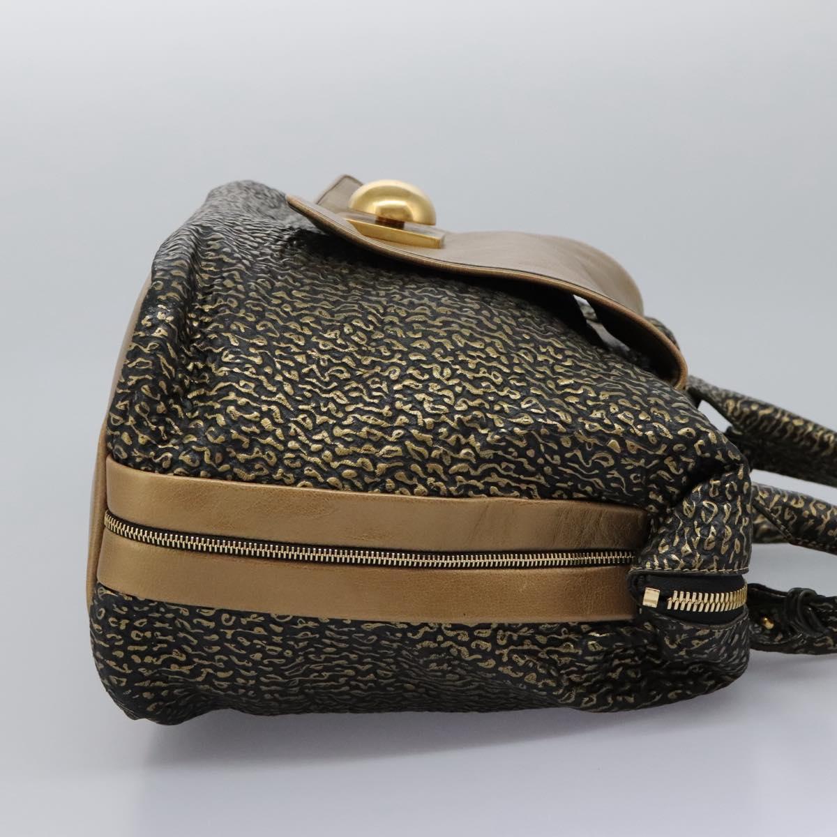 Chloe Hand Bag Leather 2way Gold Auth sw191