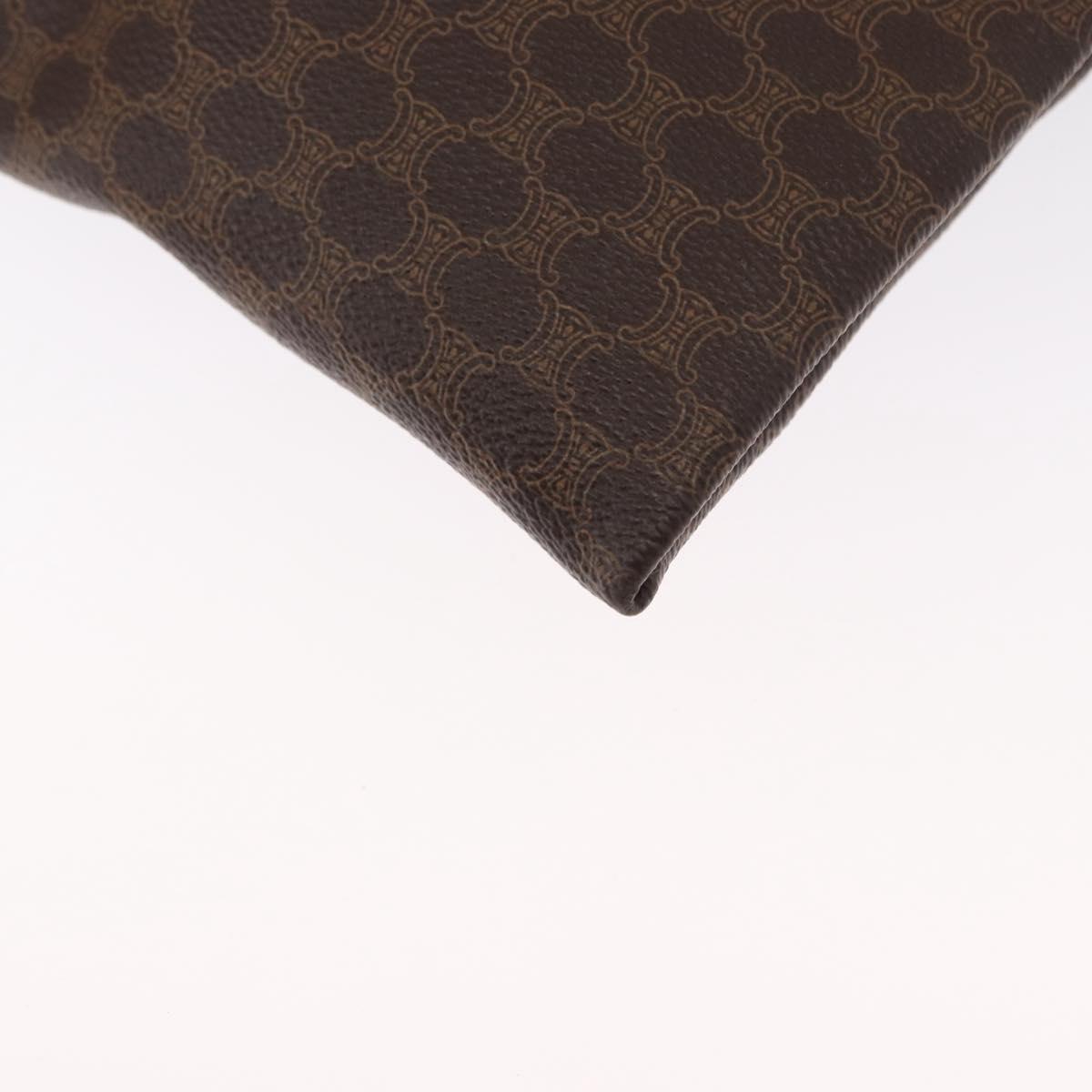 CELINE Macadam Canvas Tote Bag PVC Leather Brown Gold Auth SW1910