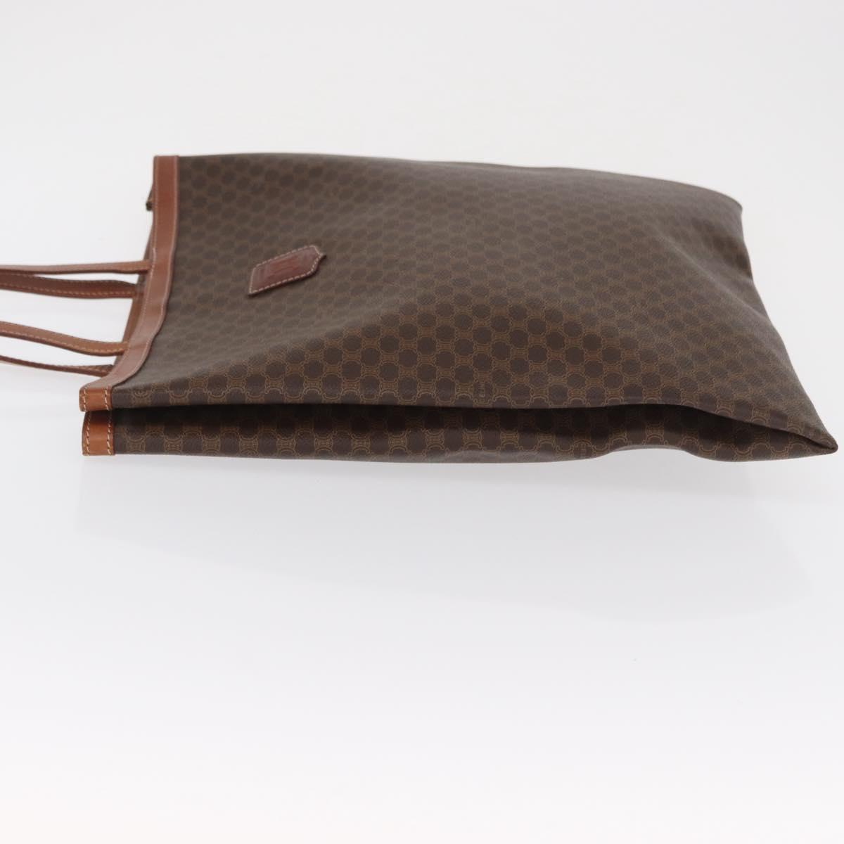 CELINE Macadam Canvas Tote Bag PVC Leather Brown Gold Auth SW1910
