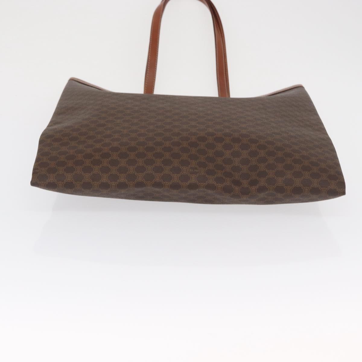 CELINE Macadam Canvas Tote Bag PVC Leather Brown Gold Auth SW1910