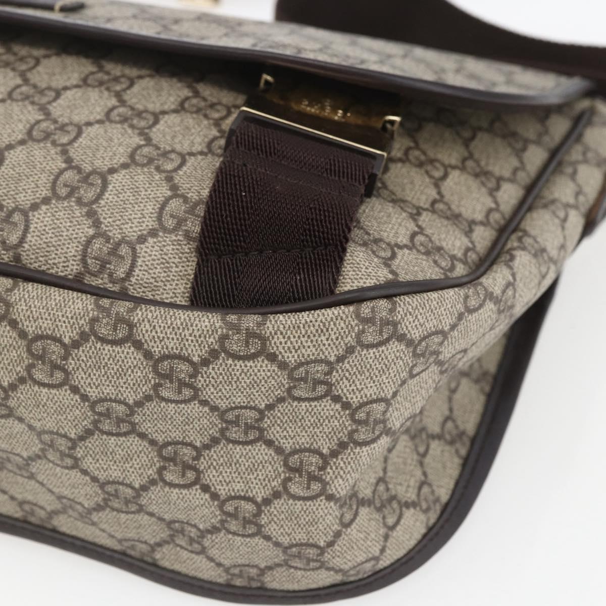 GUCCI GG Supreme Shoulder Bag PVC Beige Gold 201732 Auth SW1915