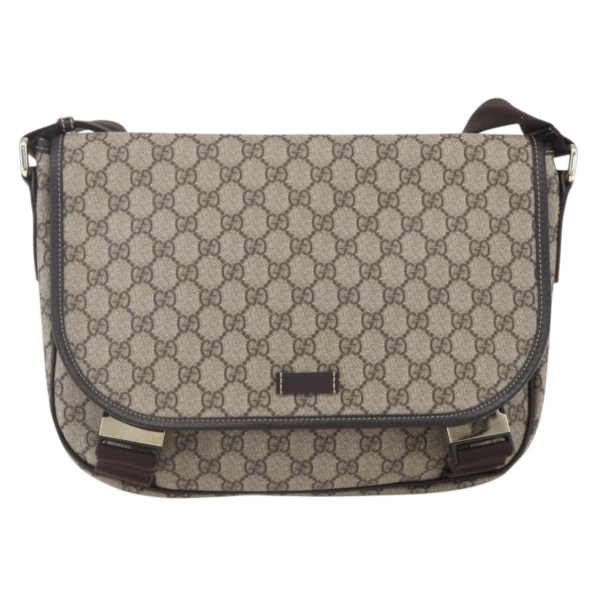 GUCCI GG Supreme Shoulder Bag PVC Beige Gold 201732 Auth SW1915