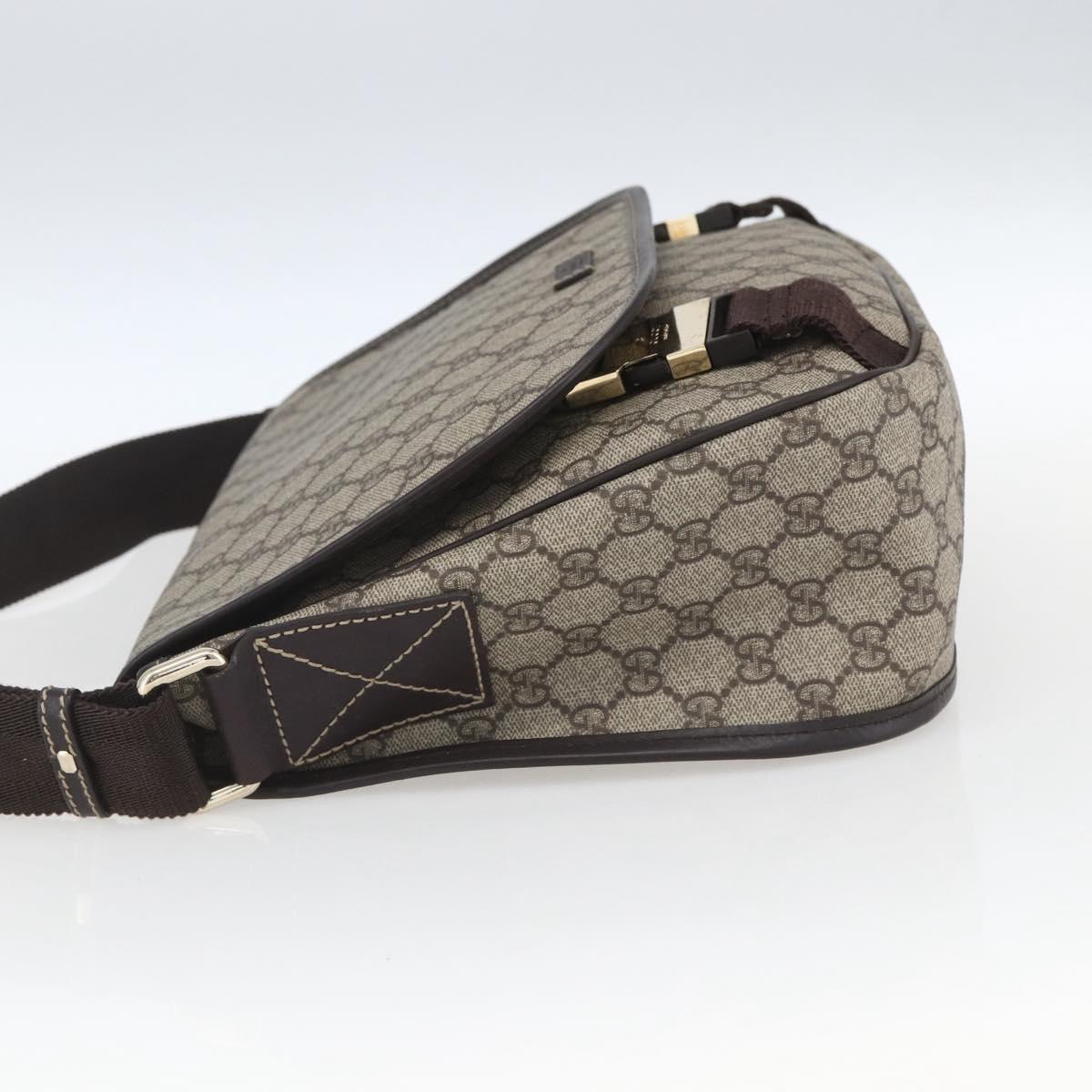 GUCCI GG Supreme Shoulder Bag PVC Beige Gold 201732 Auth SW1915