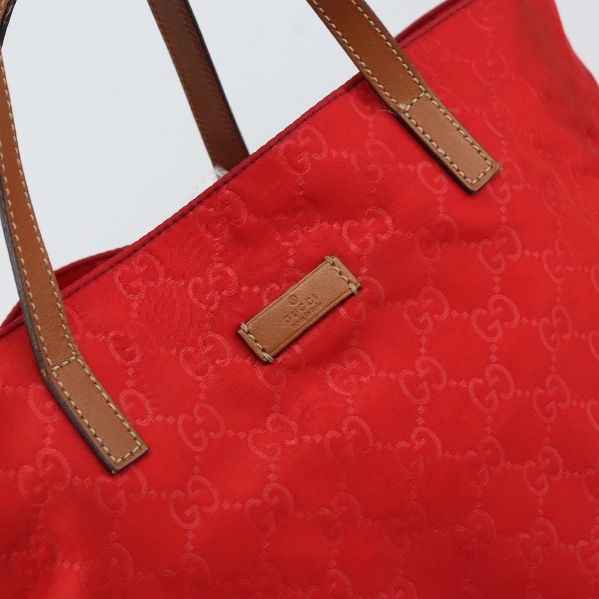 GUCCI GG Nylon Tote Bag Red 282439 Auth SW1916