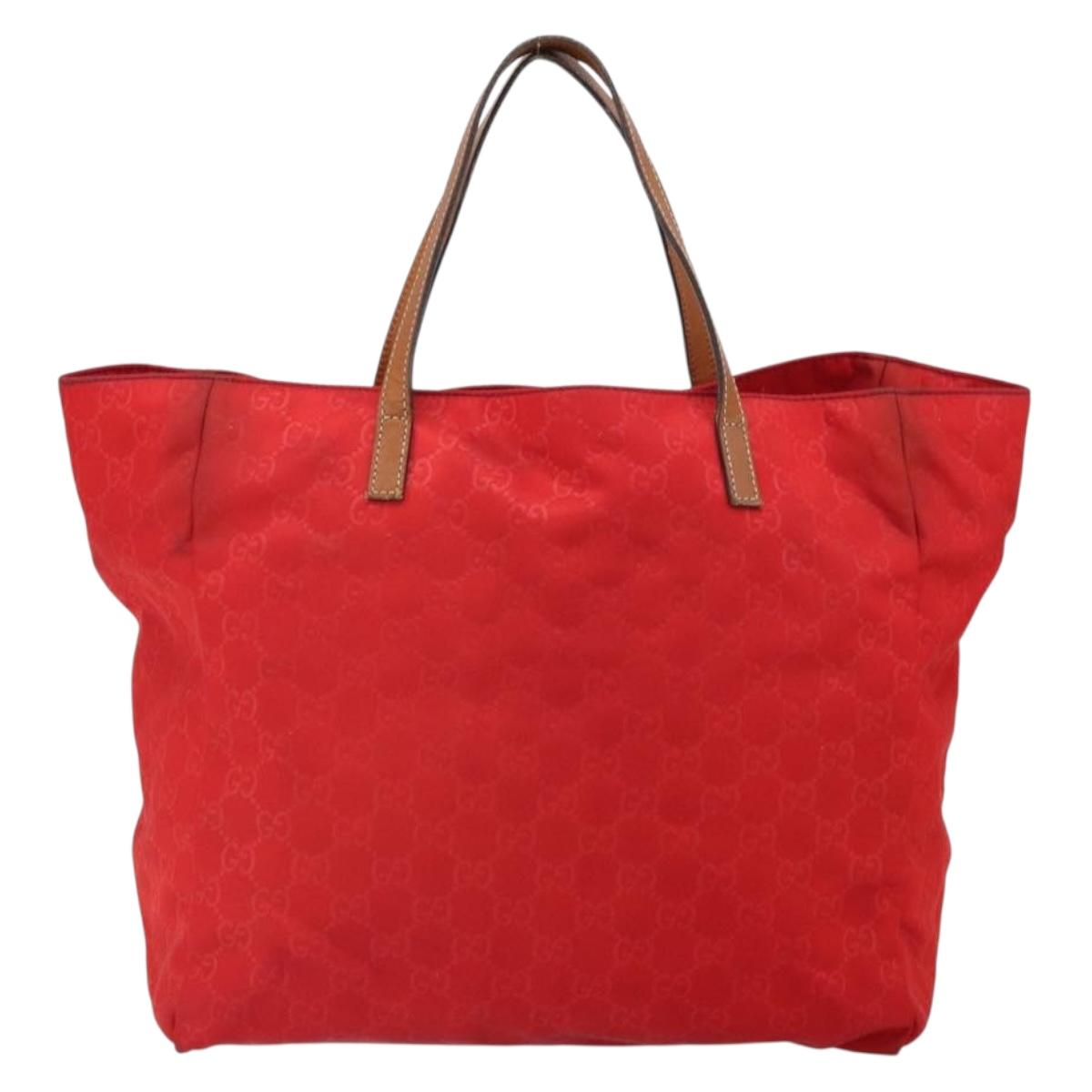 GUCCI GG Nylon Tote Bag Red 282439 Auth SW1916