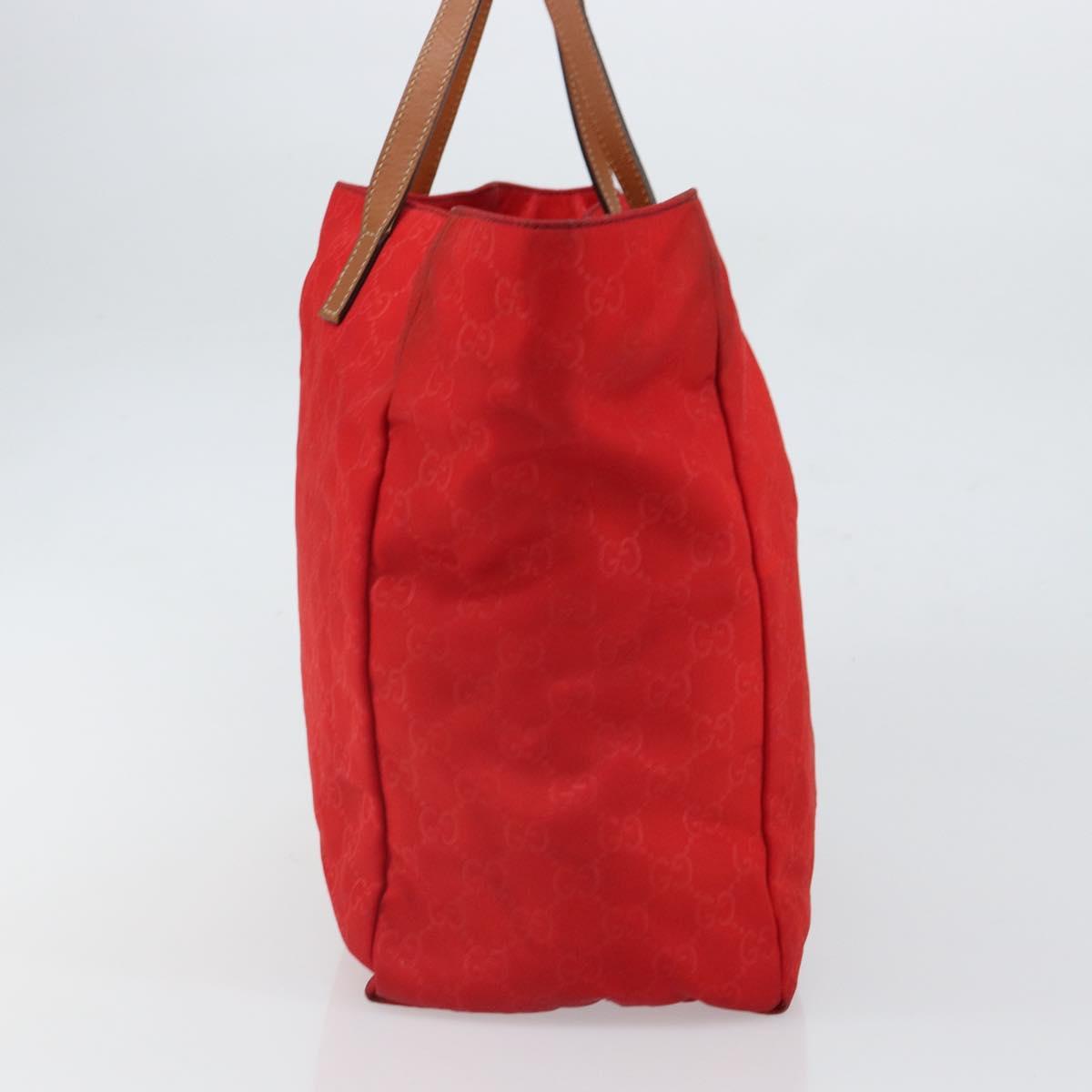 GUCCI GG Nylon Tote Bag Red 282439 Auth SW1916