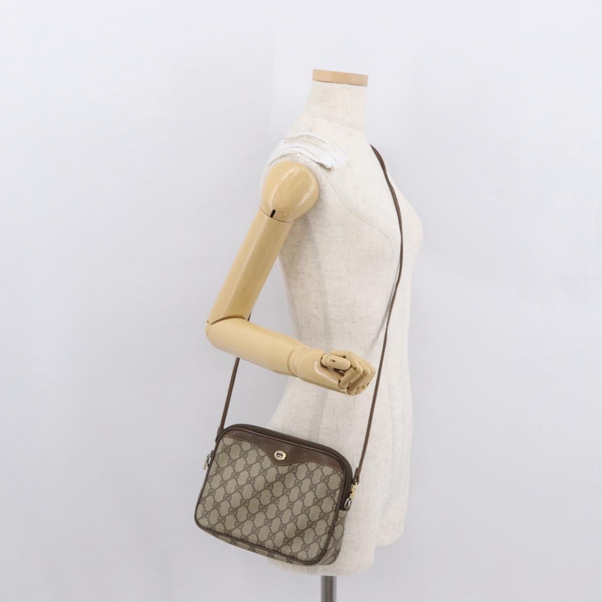 GUCCI GG Supreme Shoulder Bag PVC Beige Gold 56 02 068 Auth SW1918