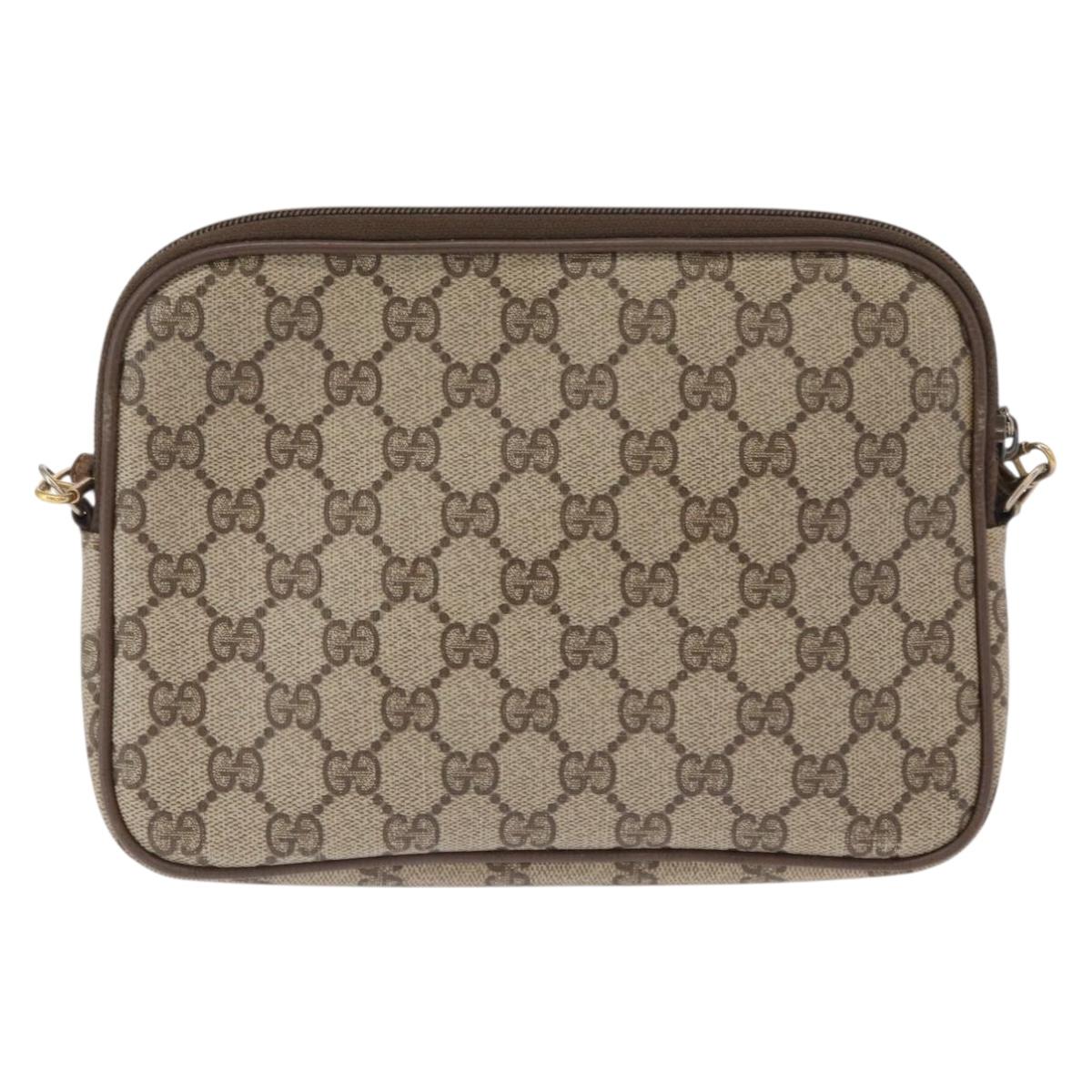 GUCCI GG Supreme Shoulder Bag PVC Beige Gold 56 02 068 Auth SW1918