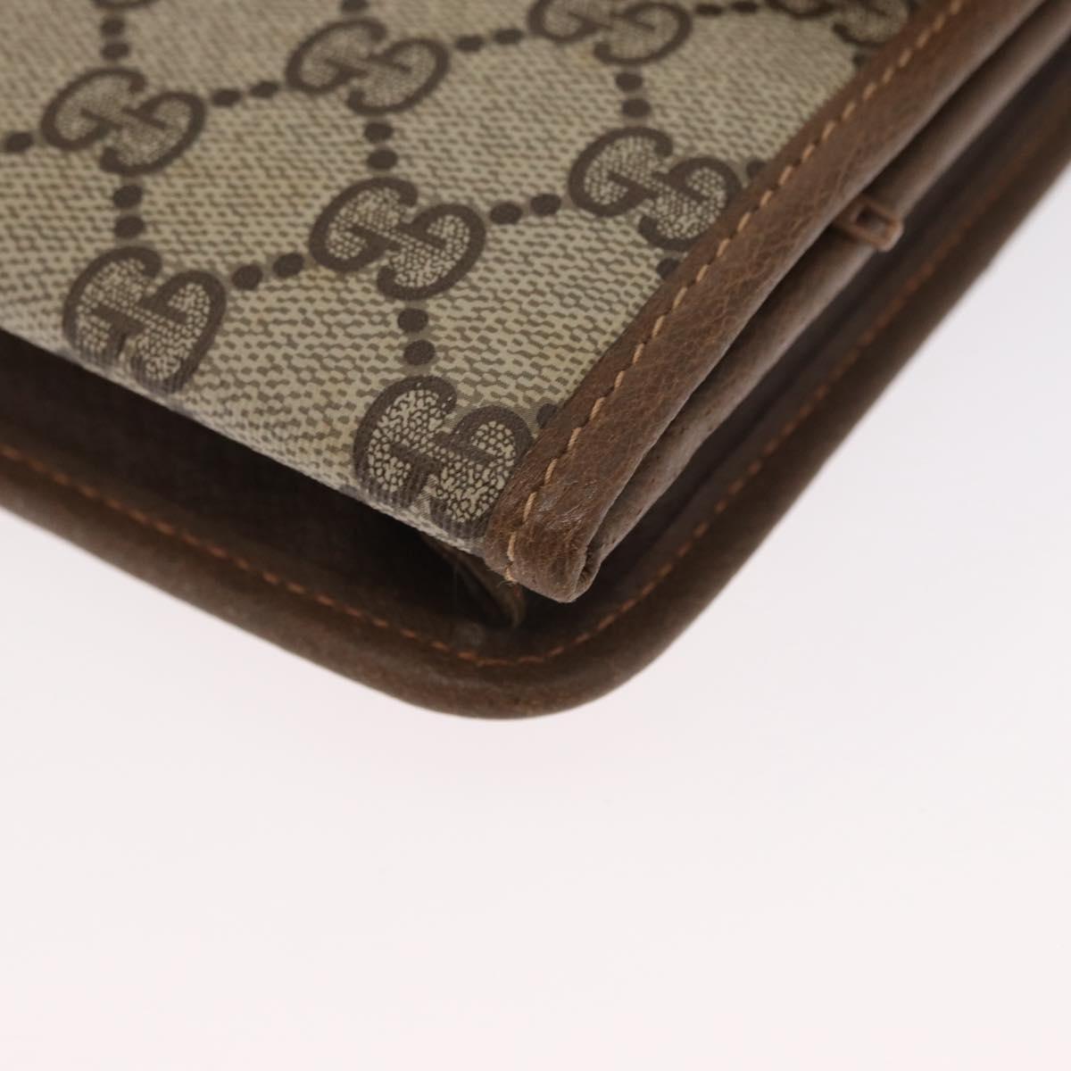 GUCCI GG Supreme Shoulder Bag PVC Beige Gold Auth SW1919