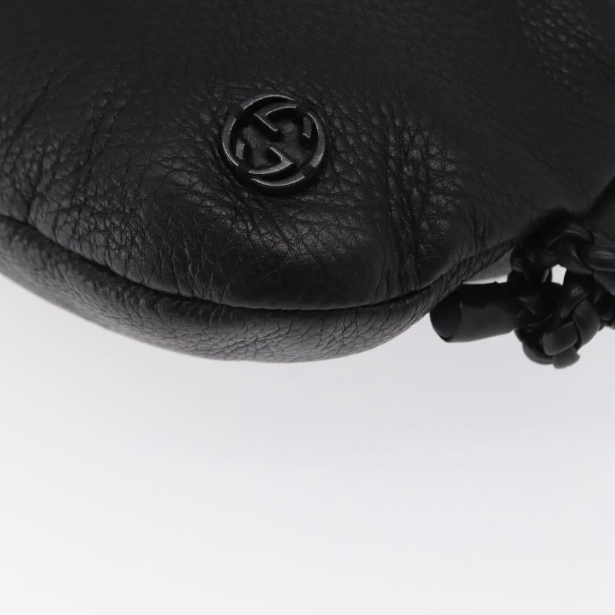 GUCCI Shoulder Bag Leather Black Silver 268244 Auth SW1920