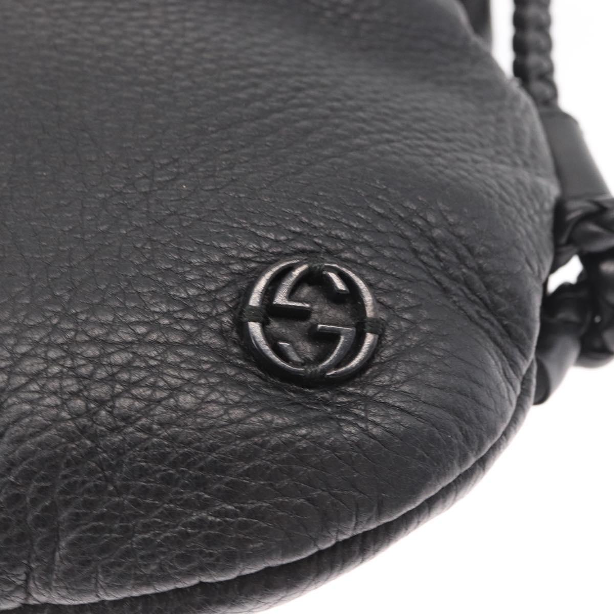 GUCCI Shoulder Bag Leather Black Silver 268244 Auth SW1920